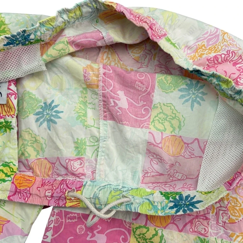 Lilly Pulitzer Mens Swim Trunks L Patchwork Tropical Print Cotton Shorts Resort